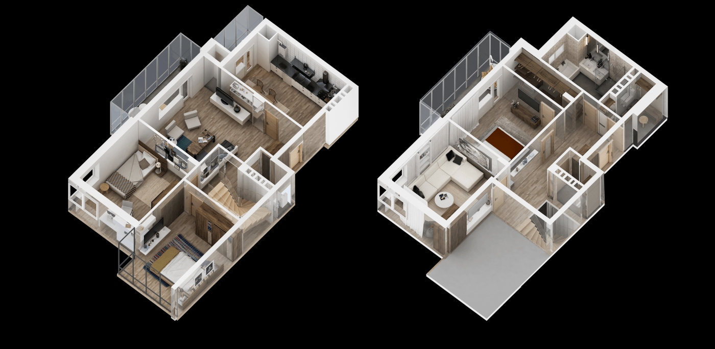 2 Storey House 3D Floor Plan, Resize